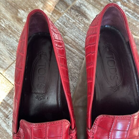 Tod’s Alligator Crocodile Pointed Toe Drivers Loafers Shoes with storage bag - Picture 3 of 12